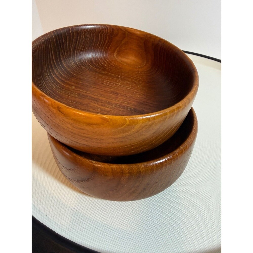 Vintage Karl Holmberg Swedish Teak Wooden Bowls Set Of 2 Mid-Century Modern Home